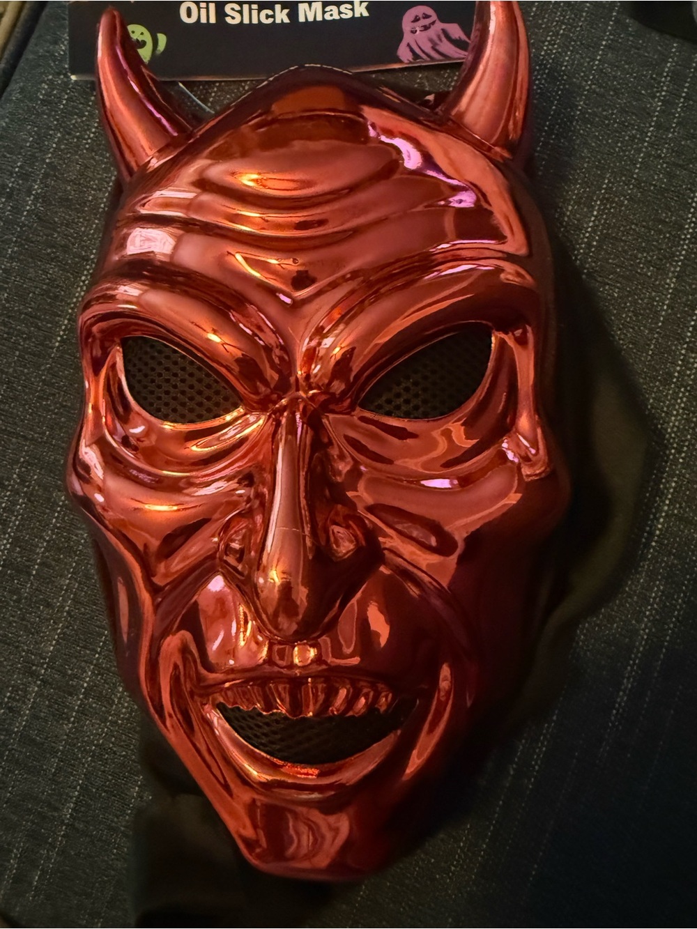 Red Devil Horned Decorative Mask With Hood